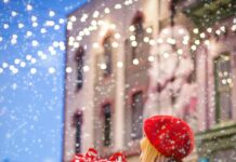 Woman shopping for holiday gifts