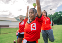 Youth athletes on a field