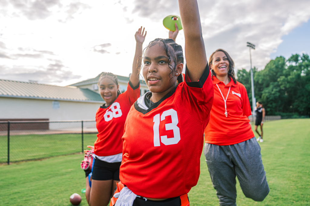 Youth athletes on a field